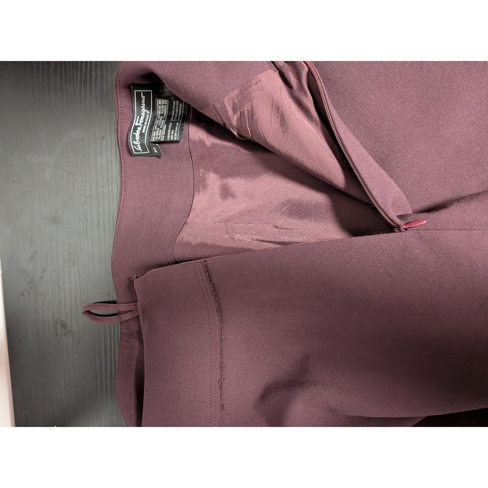 Salvatore Ferragamo‎ Burgundy Wool Blend Raw Edge Pencil Skirt Made in Italy 40 - Picture 14 of 15